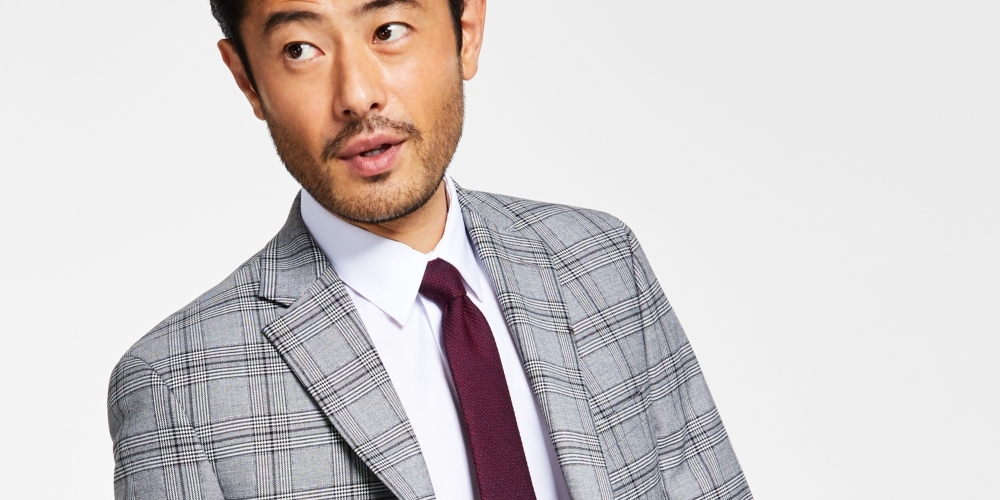 Alfani Men's Slim Fit Pattern Suit Jacket Gray