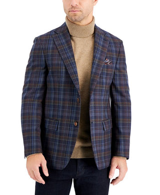 Tallia Men's Wool Slim Fit Pattern Sport Coats Blue Size 44