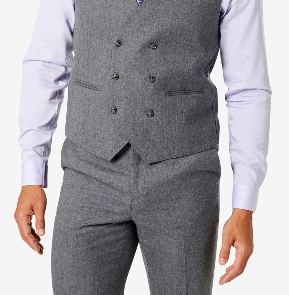 Tayion Collection Men's Classic Fit Wool Suit Vest Gray Size Medium