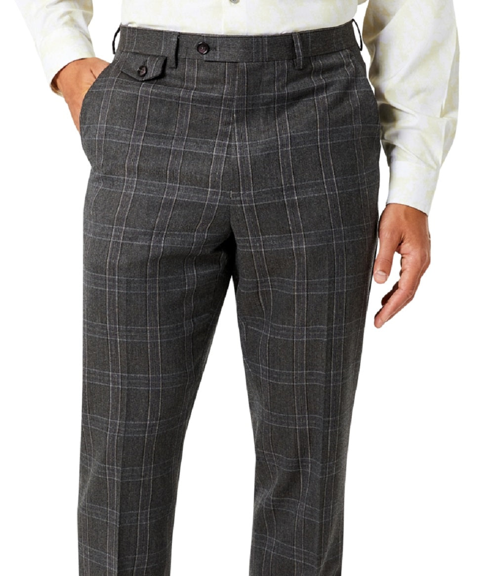 Tayion Collection Men's Classic Fit Wool Suit Pants Gray Size 33X32