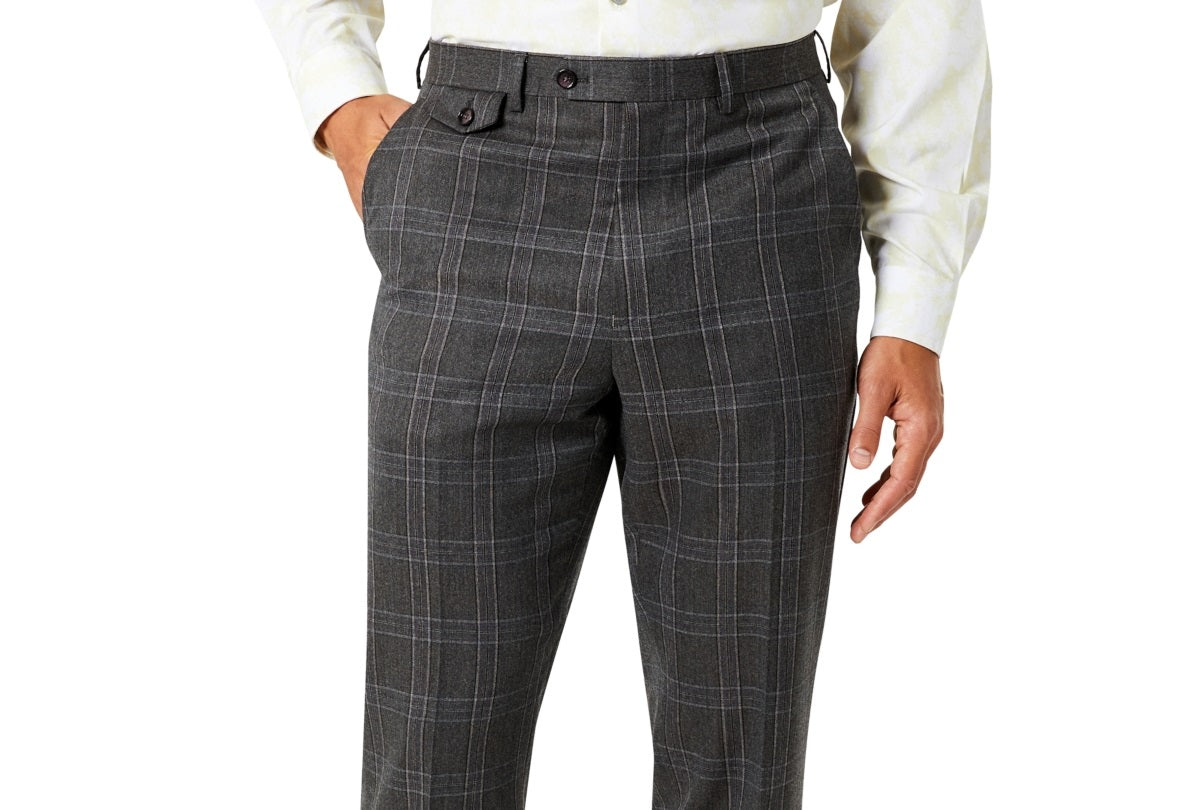 Tayion Collection Men's Classic Fit Wool Suit Pants Gray Size 40X30