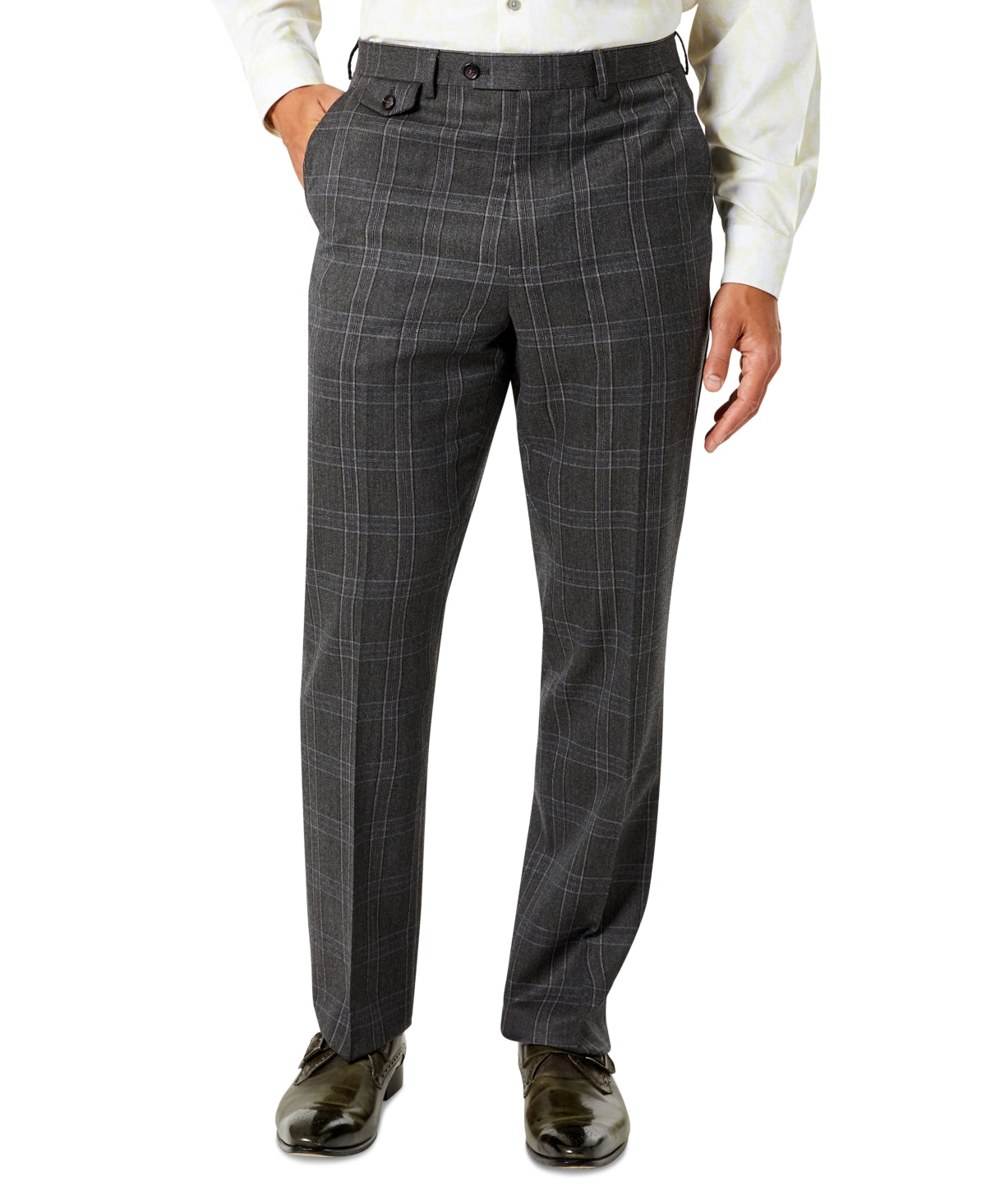 Tayion Collection Men's Classic Fit Wool Suit Pants Gray Size 40X30