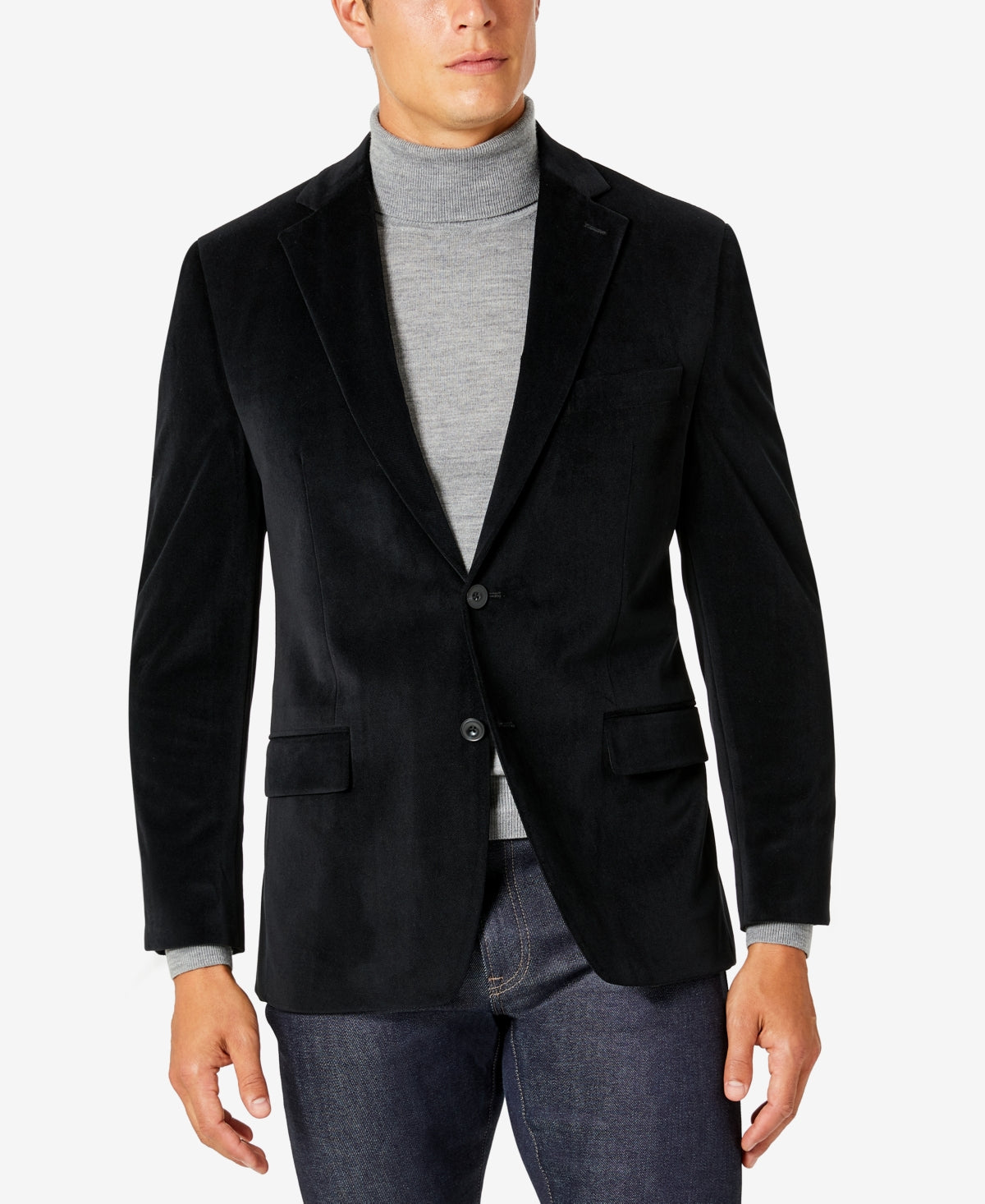 Michael Kors Men's Modern Fit Velvet Blazer Black Size 38