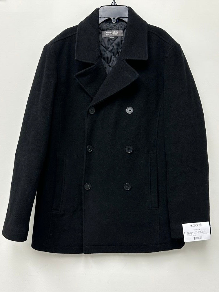 Kenneth Cole Reaction Men's Single-Breasted Classic Overcoat Black Size 36