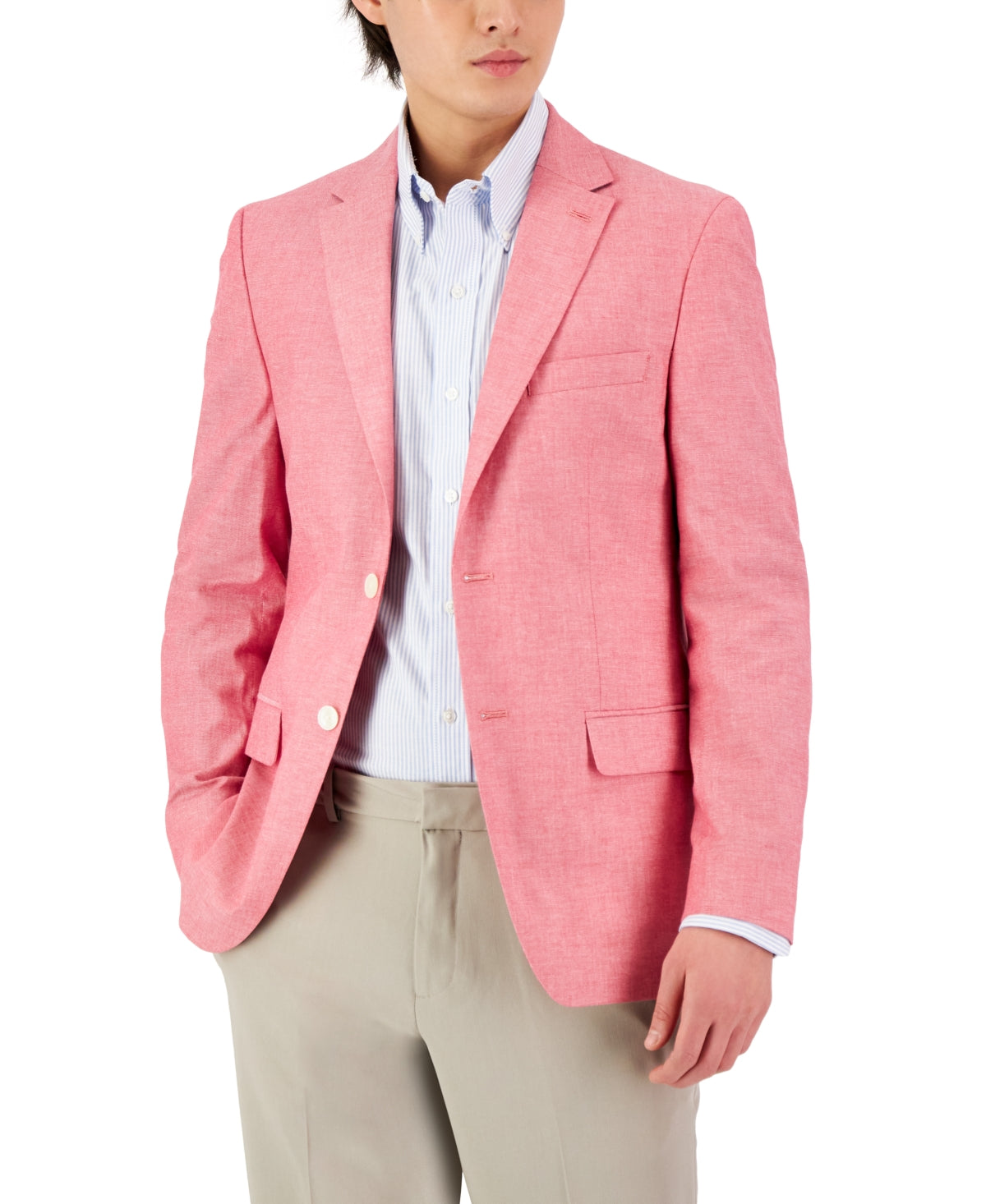 Tommy Hilfiger Men's Modern Fit Cotton Sport Coat Pink Size 46