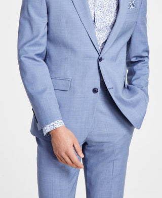 Bar III Men's Slim Fit Wool Sharkskin Suit Jacket Blue Size 38