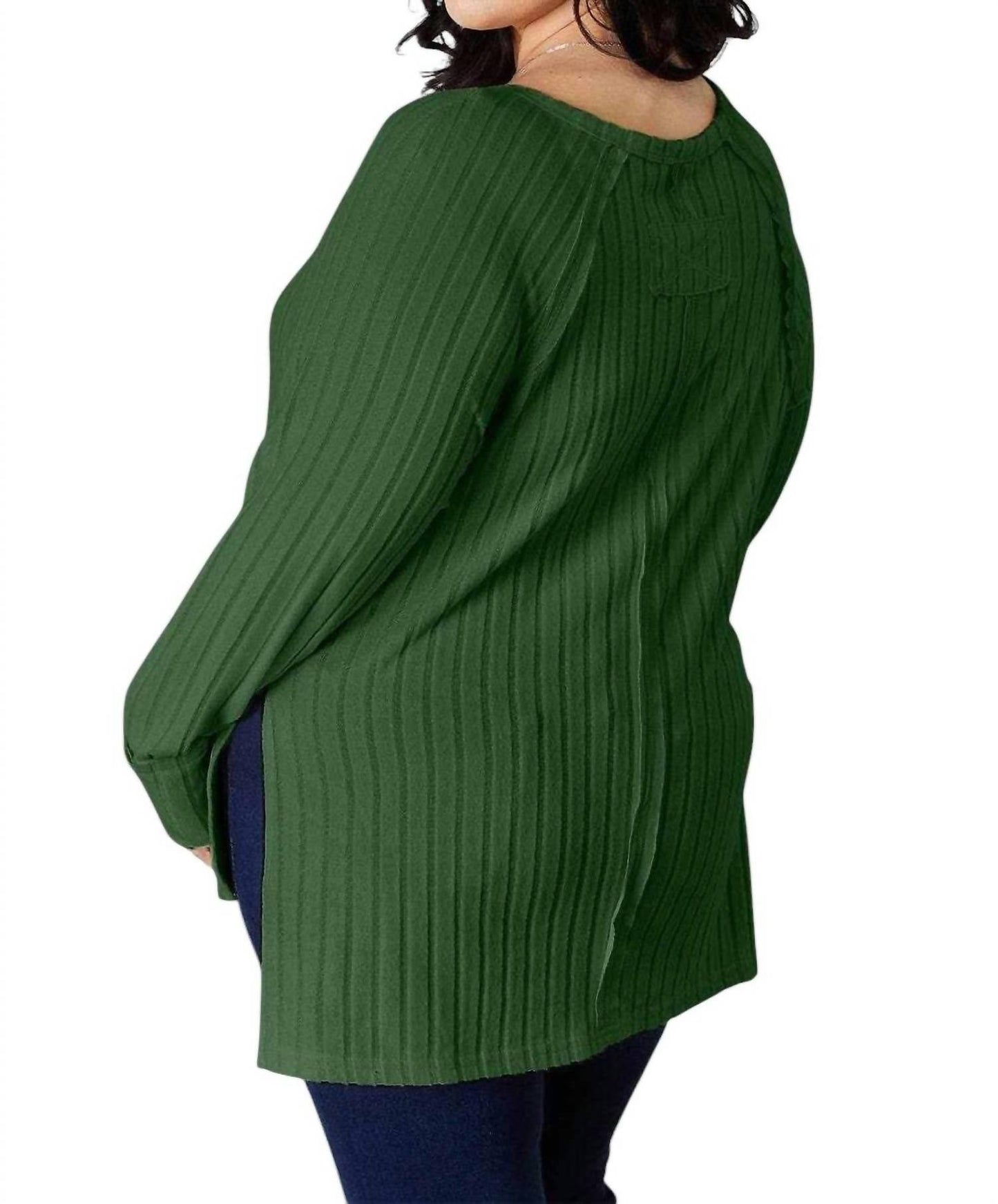 Basic Bae - Chic Ribbed Round Neck Slit Tee