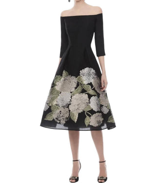 Frascara - Off Shoulder Jacquard Midi Dress