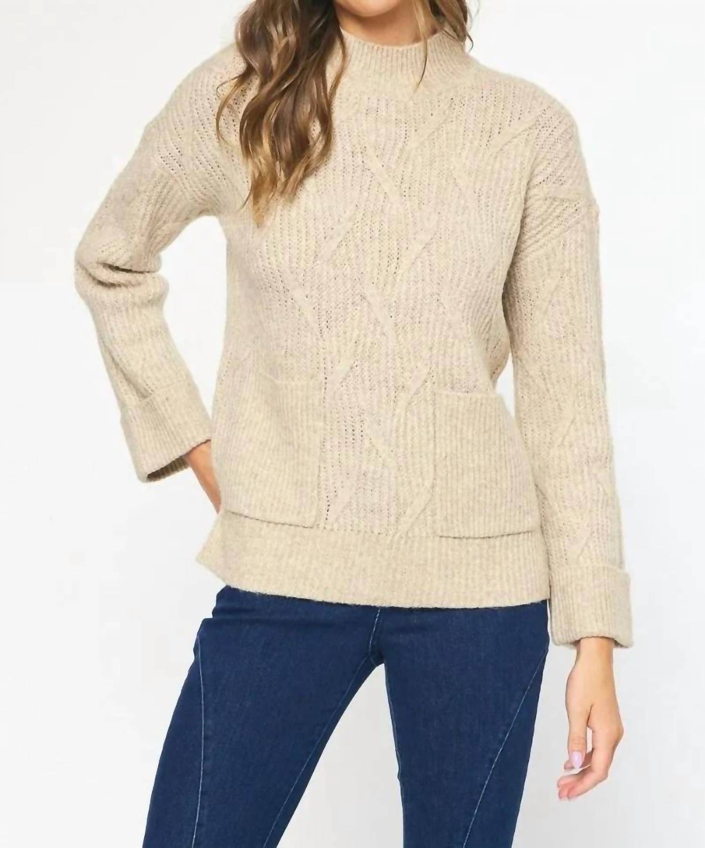 Entro - Cable Knit Pocket Sweater