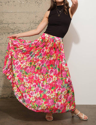 Blue B - Floral Pleated Maxi Skirt
