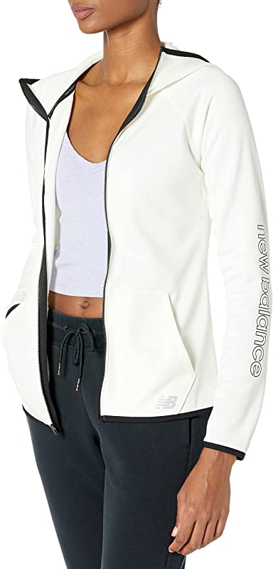 New Balance Women's Core Fleece Full Zip Hoodie Sea Salt Size X-Small