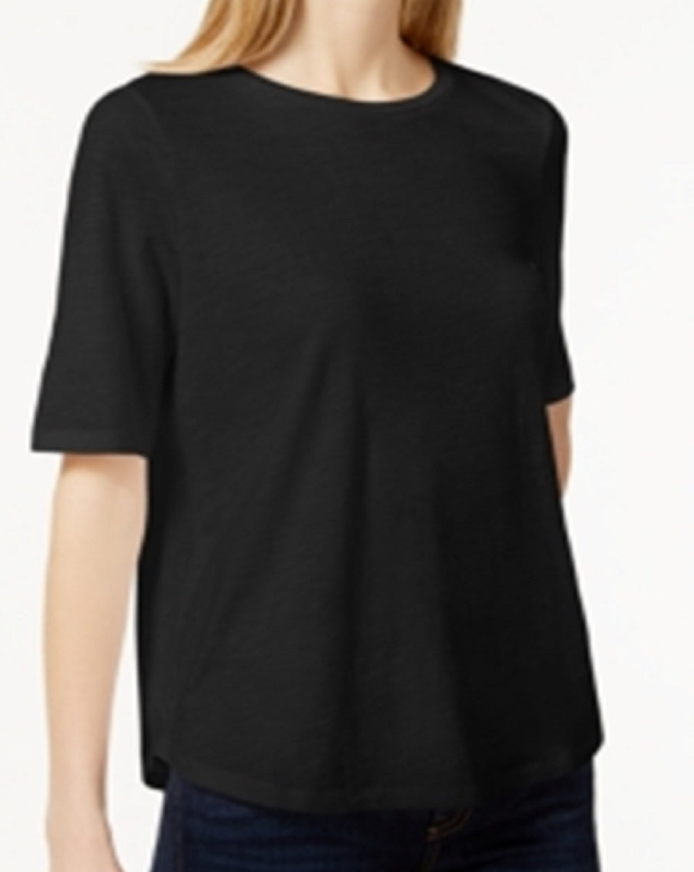 Eileen Fisher Women's System Organic Cotton Crew Neck T-Shirt Black Size Large