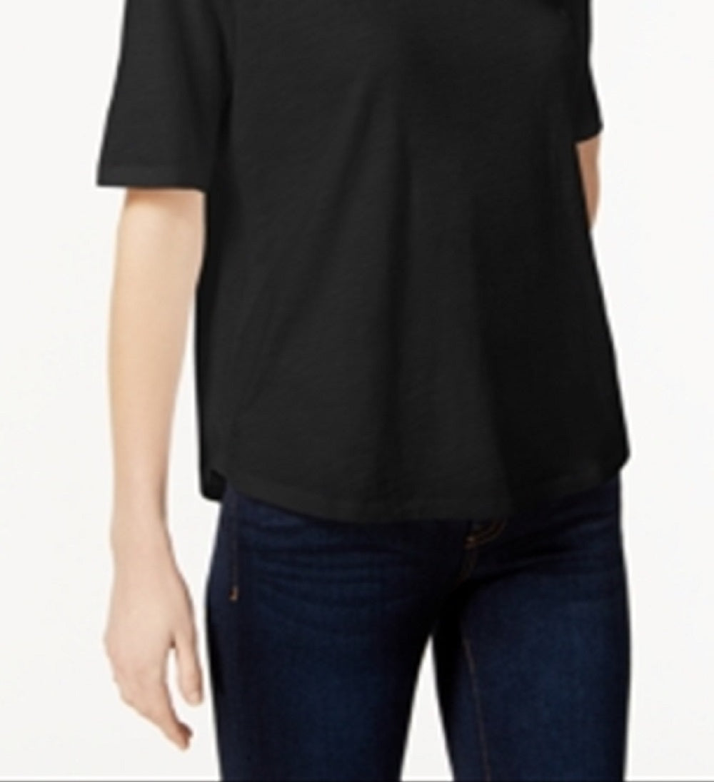 Eileen Fisher Women's System Organic Cotton Crew Neck T-Shirt Black Size Large
