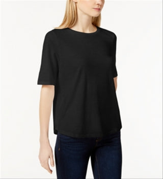 Eileen Fisher Women's System Organic Cotton Crew Neck T-Shirt Black Size Large