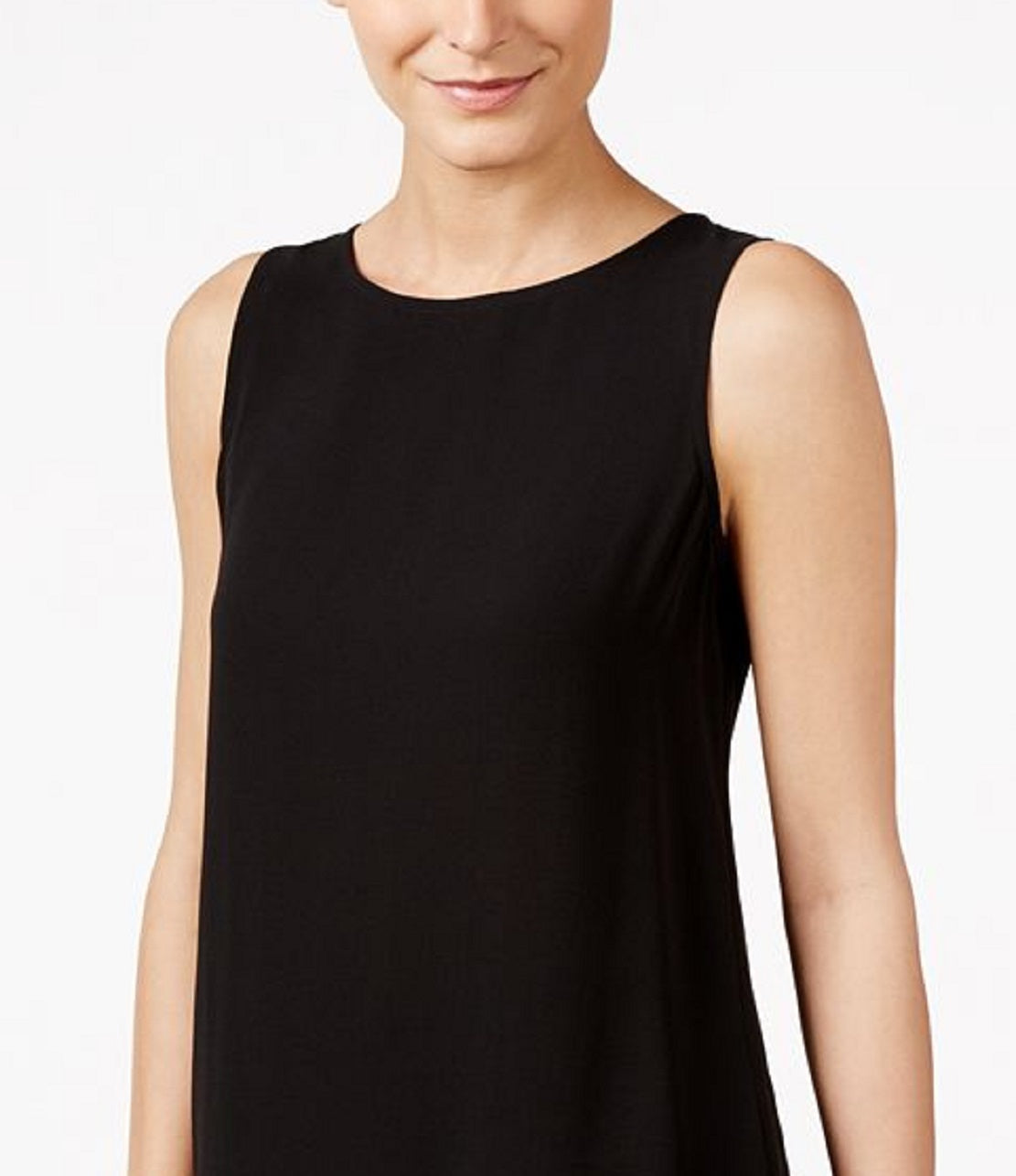 Eileen Fisher Women's Silk Crepe Bateau Neck Shell Black Size X-Small