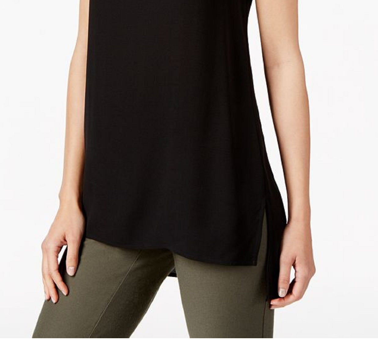 Eileen Fisher Women's Silk Crepe Bateau Neck Shell Black Size X-Small