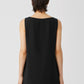 Eileen Fisher Women's Silk Crepe Bateau Neck Shell Black Size Large