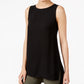 Eileen Fisher Women's Silk Crepe Bateau Neck Shell Black Size Large