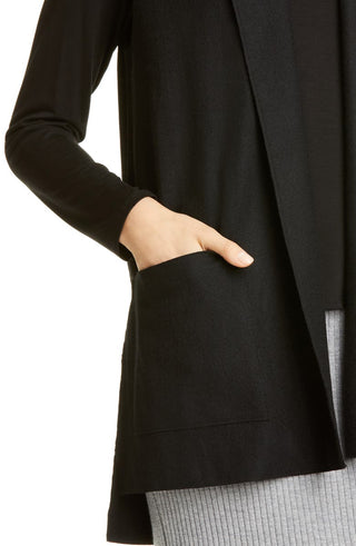 Eileen Fisher Women's Shawl Collar Wool Vest Black Size Large