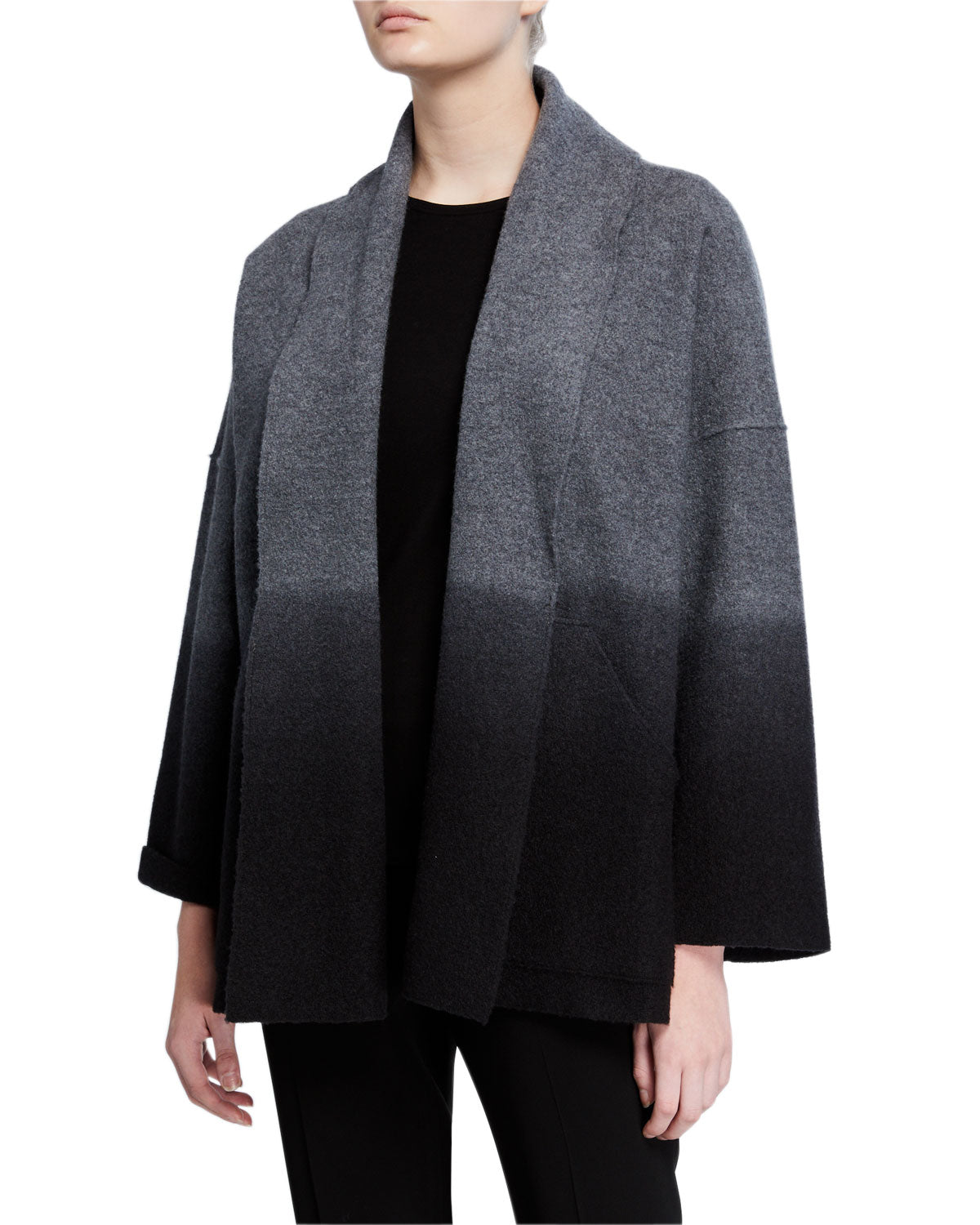Eileen Fisher Women's Wool Shawl Collar Jacket Gray Size S