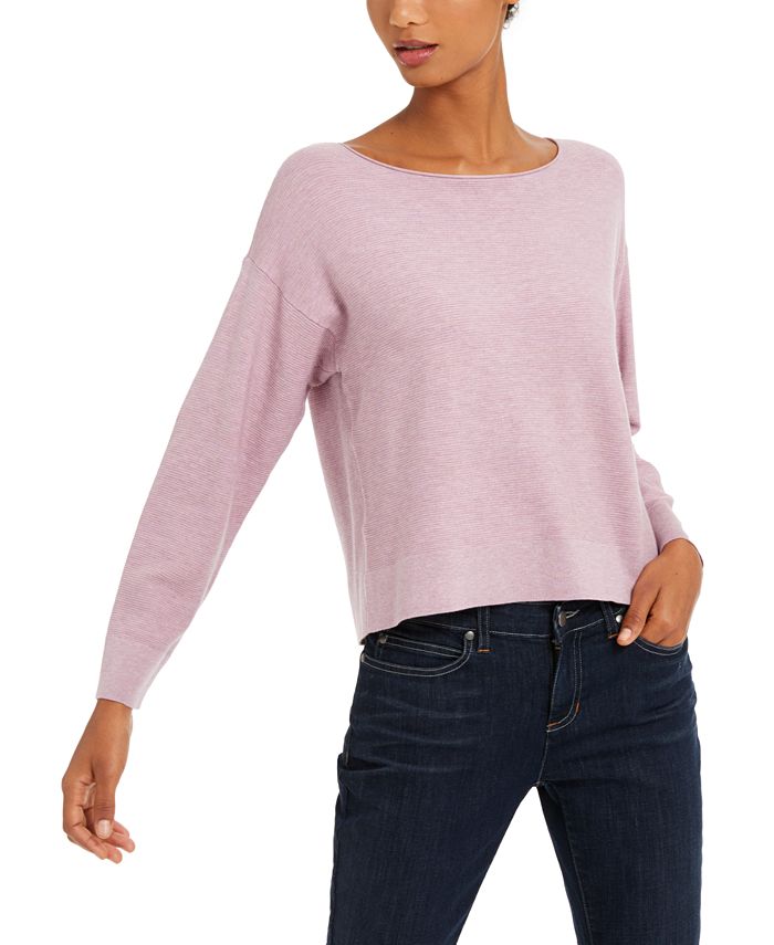 Eileen Fisher Women's Ballet Neck Boxy Sweater Pink Size Medium