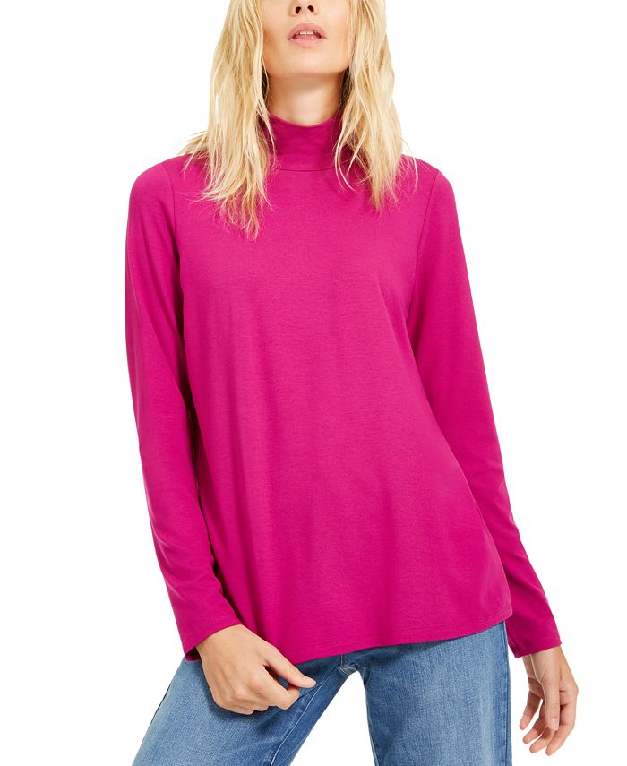 Eileen Fisher Women's Solid Long Sleeve Mock Top Pink Size X-Large