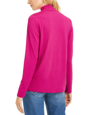Eileen Fisher Women's Solid Long Sleeve Mock Top Pink Size X-Large