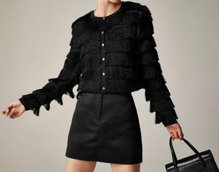 J.Crew - Fringe Cardigan In Metallic Yarn