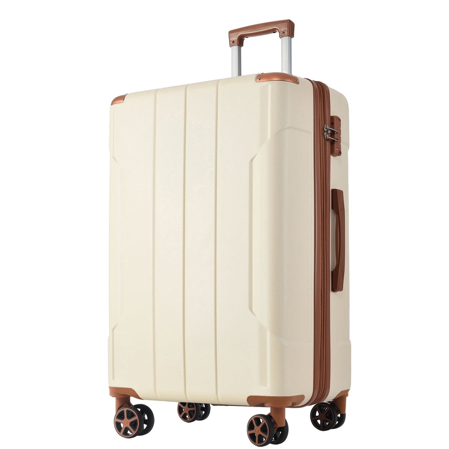 24" Hardshell  Expandable ABS Spinner Luggage (White Brown)