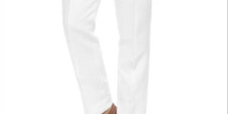 Tasso Elba Men's Flat Front Straight Casual Pants White Size 36X30