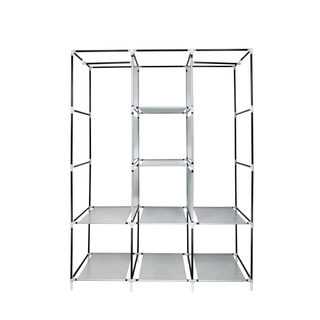 Portable Free Standing Closet With 8 Storage Shelves, 2 Hanging Rod & 4 Pockets