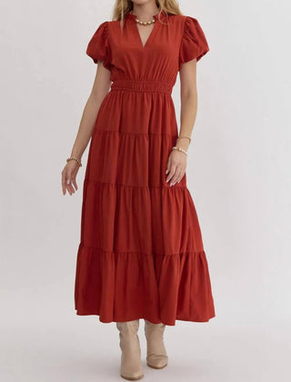 Entro - Puff Sleeve Maxi Dress