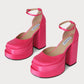 Steve Madden - Women's Charlize Pink Satin Platform Heel