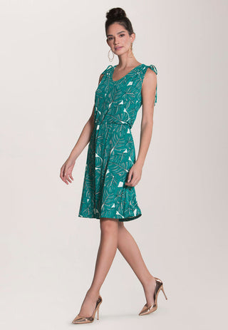 Leota Women's Tara A Line In Rainforest Dress Green Size Petite Small