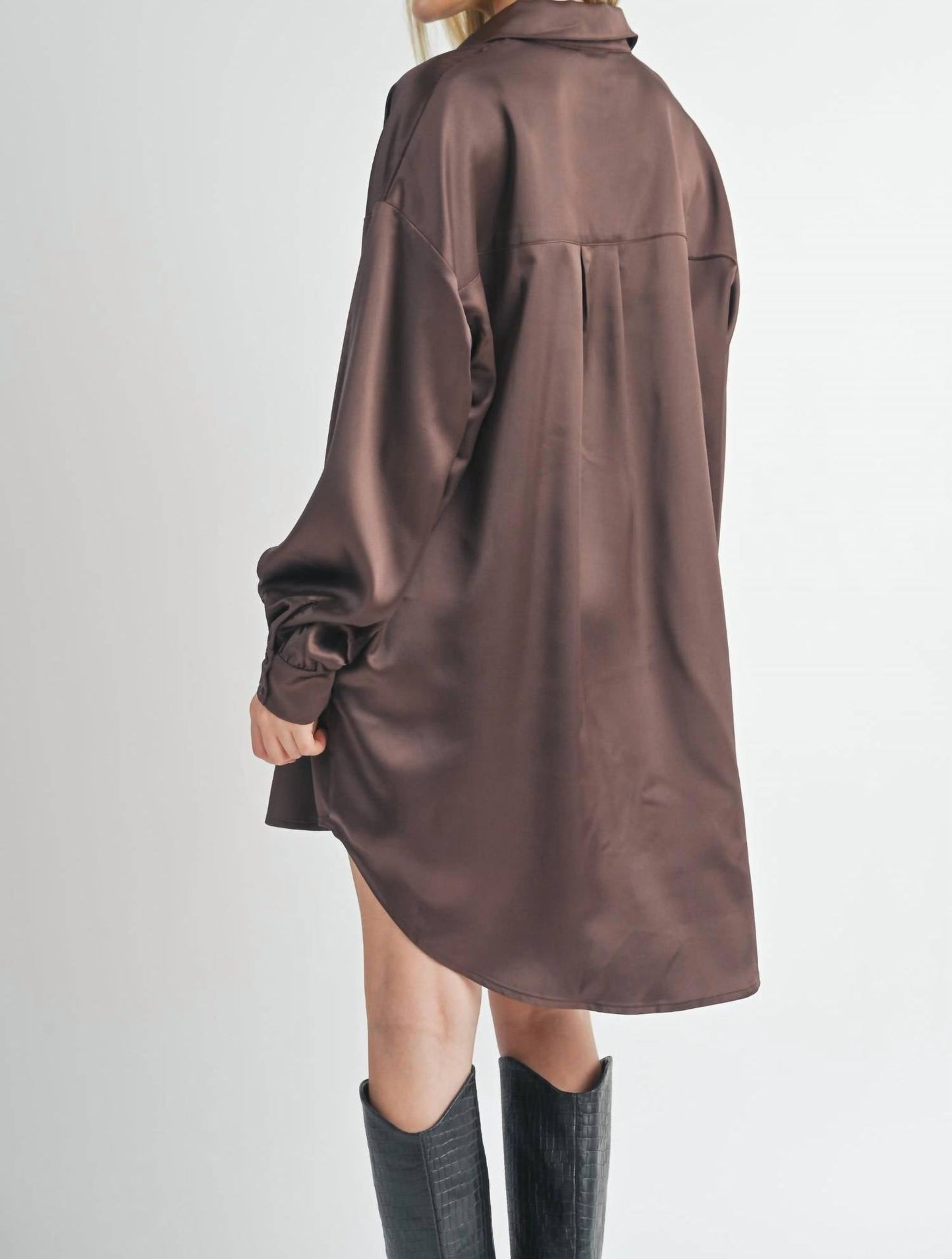 Sage The Label - Collared Oversized Shirt Dress