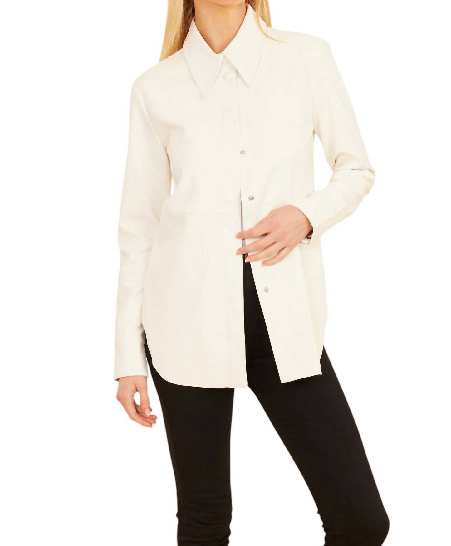 Dolce Cabo - Faux Leather Button Up Shirt