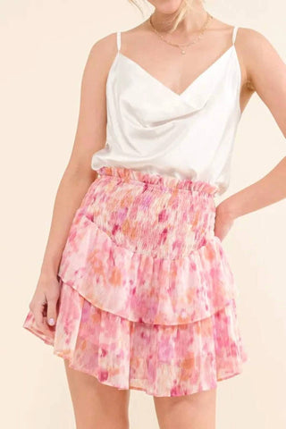 And The Why - Printed Lurex Tiered Skort