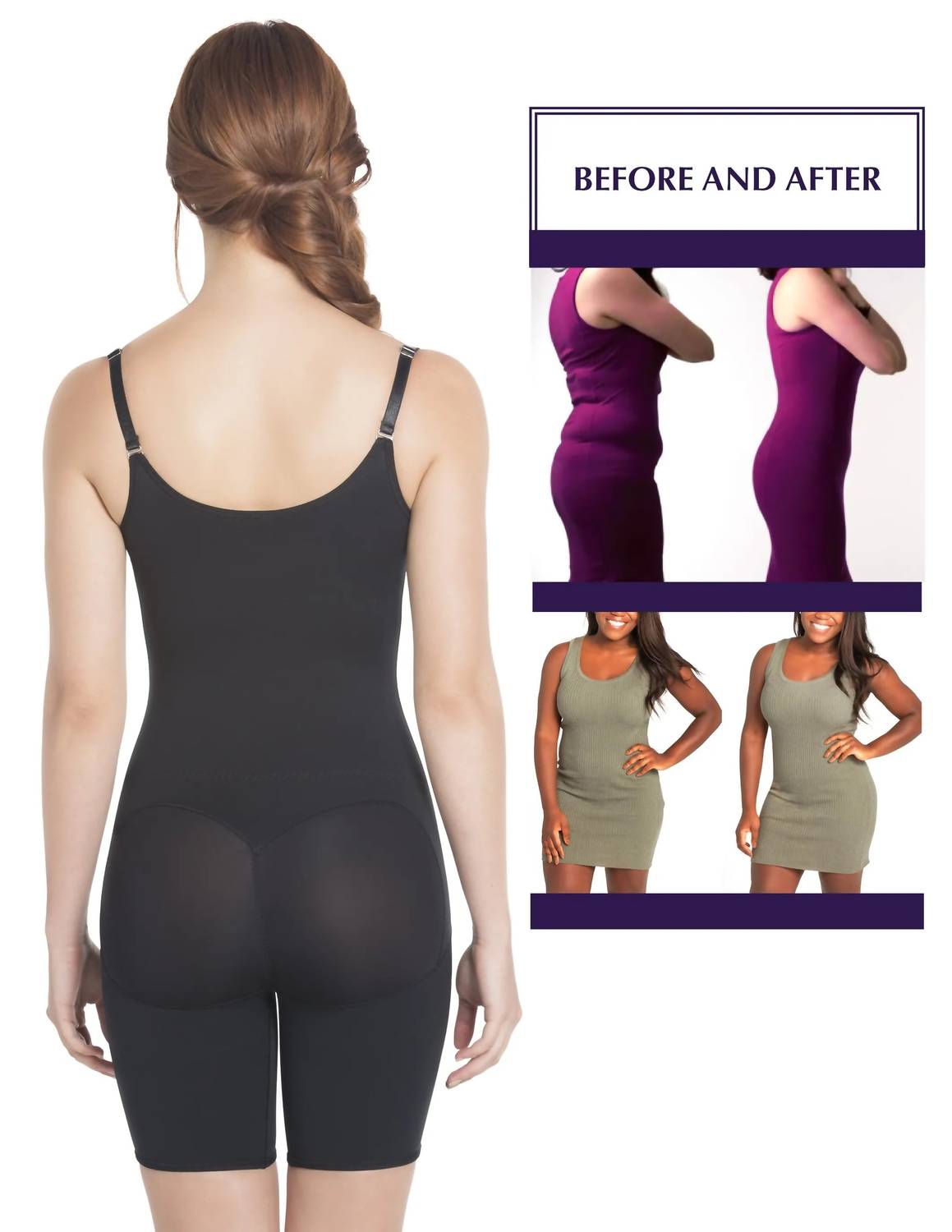 Siluets - Mid-thigh Full Body Shaper For Women – Adjustable Straps And Firm Compression