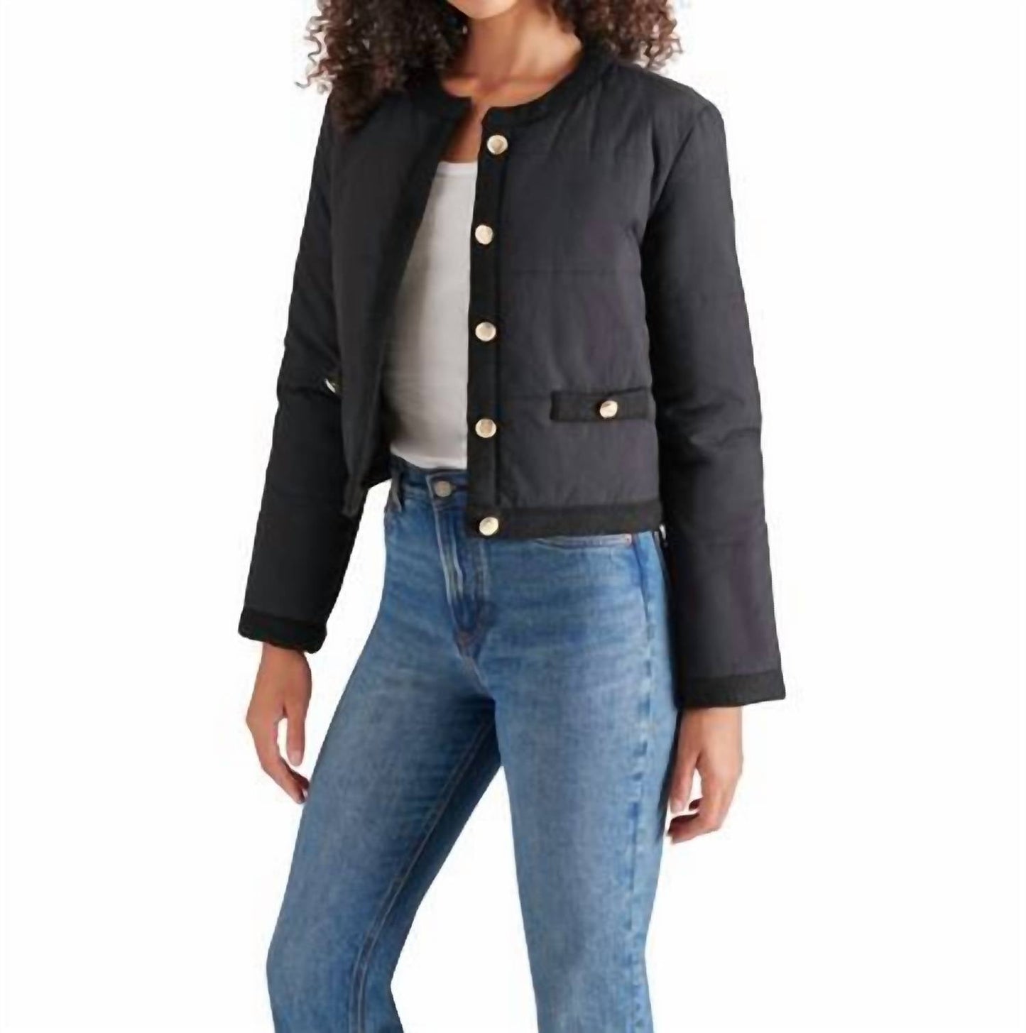 Steve Madden - Coppelia Tweed Trim Puffer Jacket