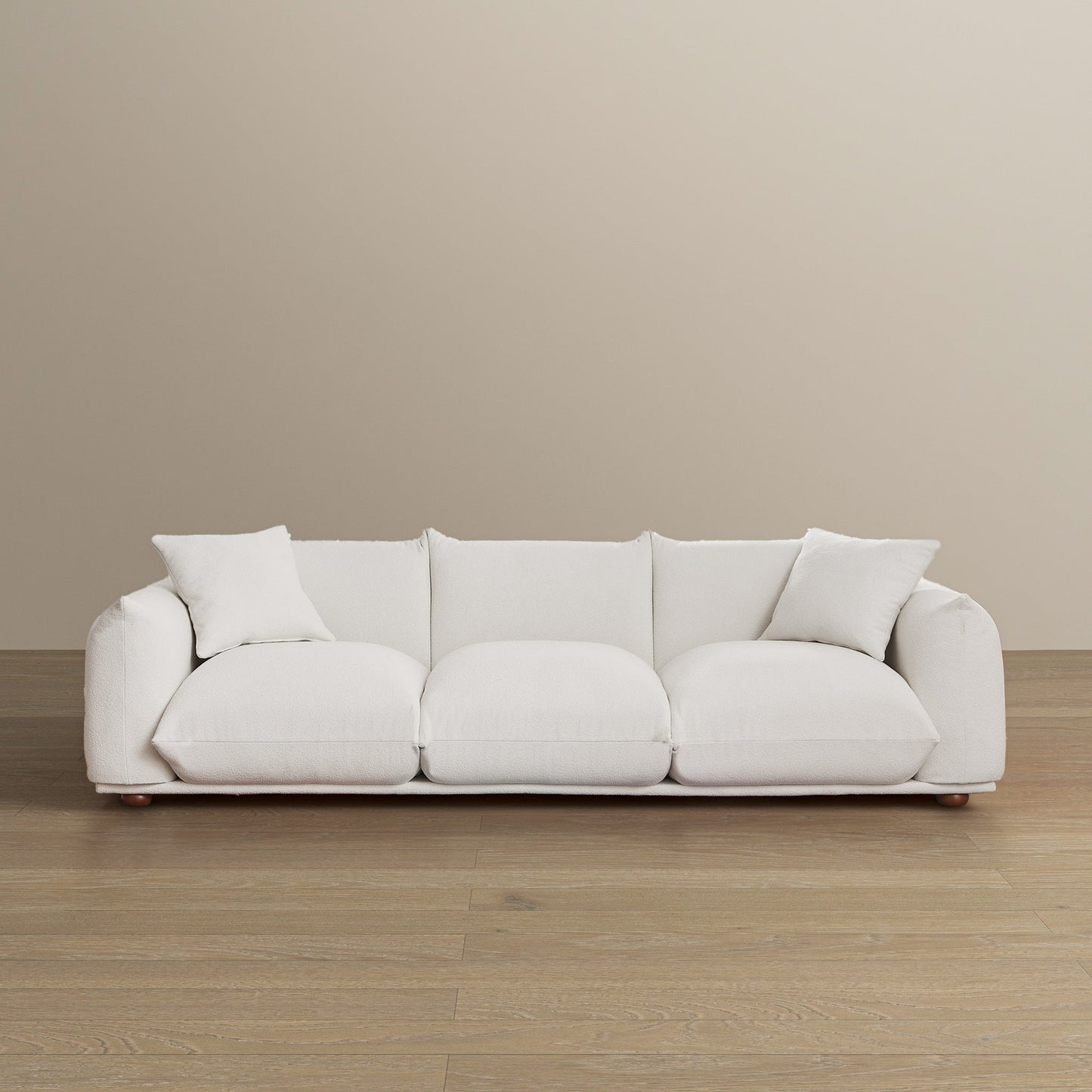 Kely Modern 100'' Cream Boucle Upholstered Sofa