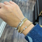 Afarin - Women's Flexible Ribbed Criss Cross Diamond Bar Cuff Bracelet