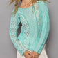 Pol - Exposed Seam Long Sleeve Lace Knit Top