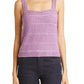 Vince Square Neck Textured Cotton Knit Tank Dk Camelia Medium