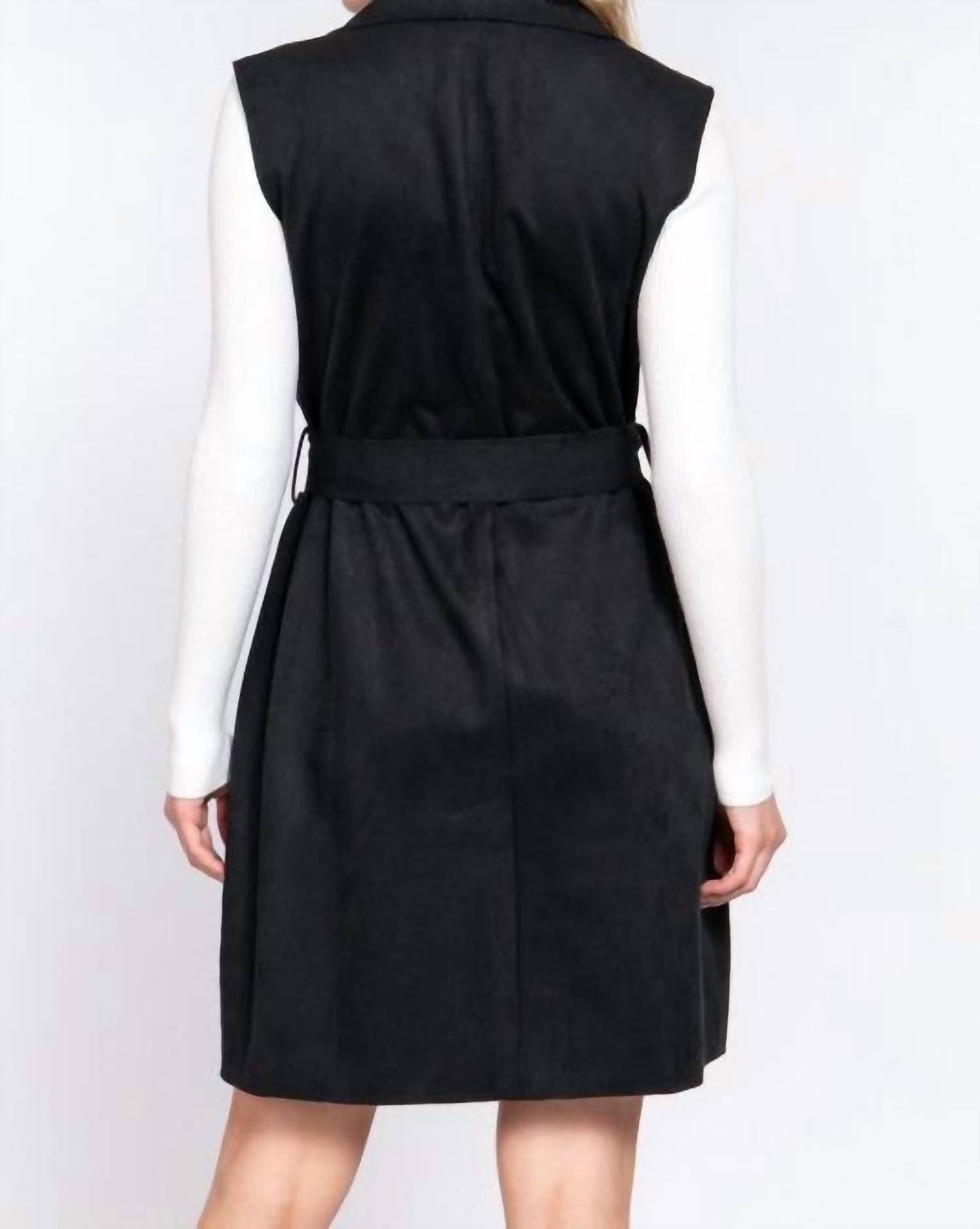 Active Basic - Belted Faux Suede Vest Dress