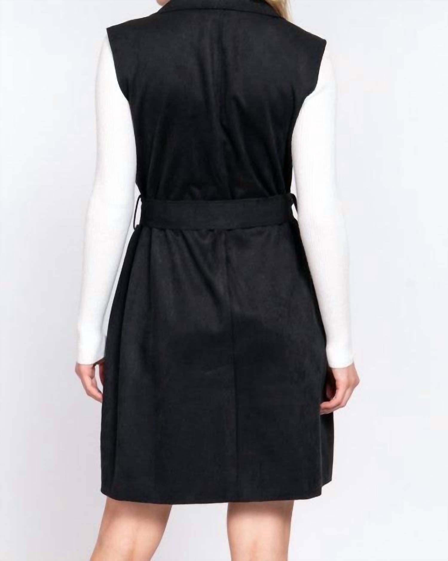 Active Basic - Belted Faux Suede Vest Dress