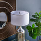 Silver Round Table Lamp with White Fabric Shade