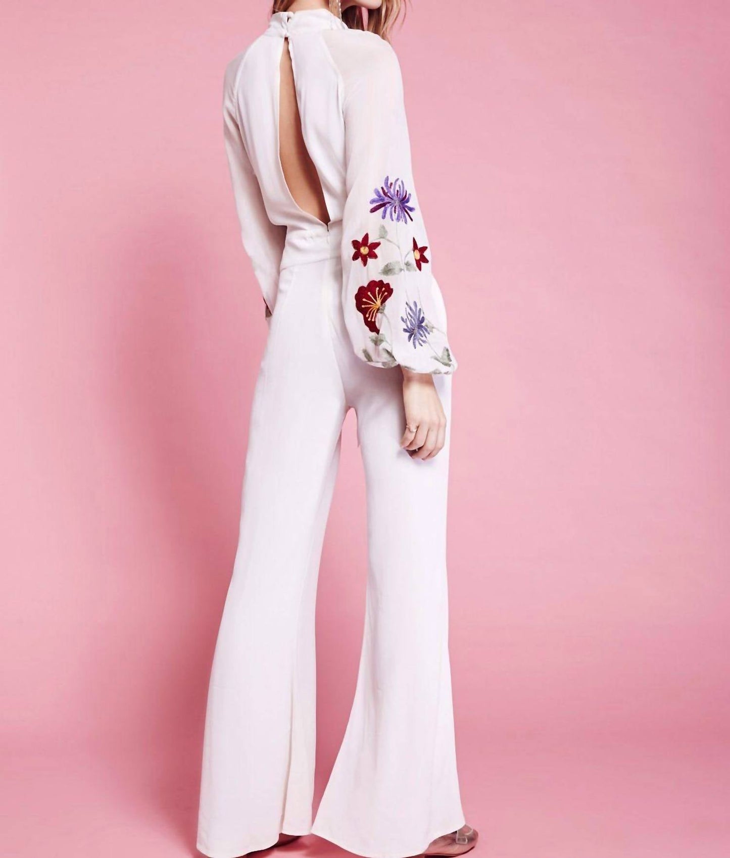 Free People - Embroidered Long Sleeve Jumpsuit