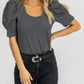 2.7 August Apparel - U-NECK PLEATED PUFF TOP