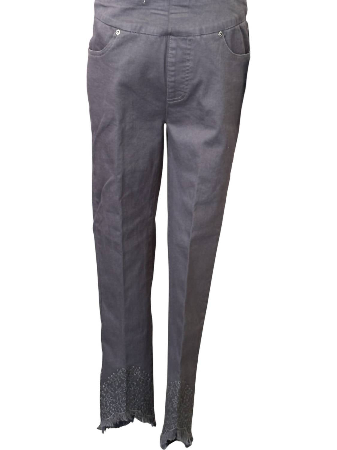 Slimsation By Multiples - Embroidered Scallop Hem Jean