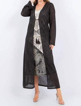 Paparazzi - Needle Out Knit Tie Front Maxi Duster
